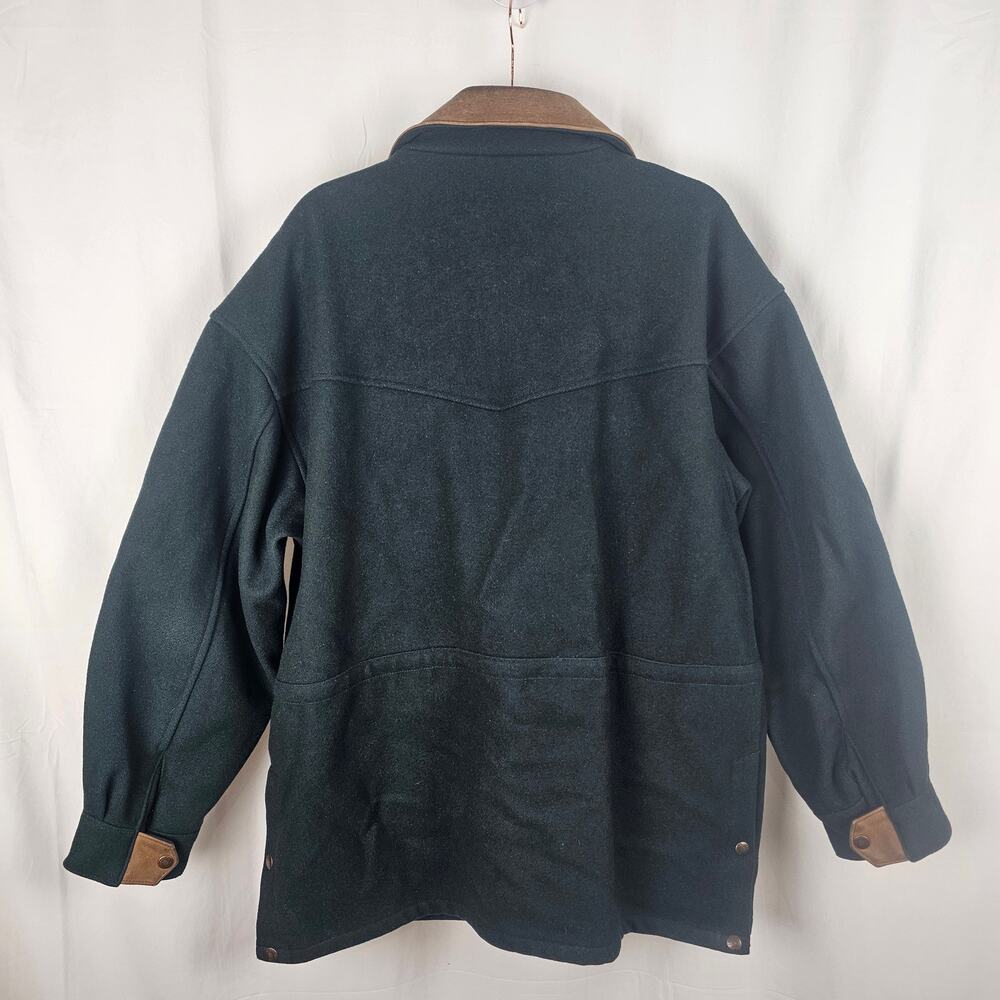 Australian Outback Collection Wool Coat Leather Trim Mens L Vintage 1990s - Picture 6 of 8